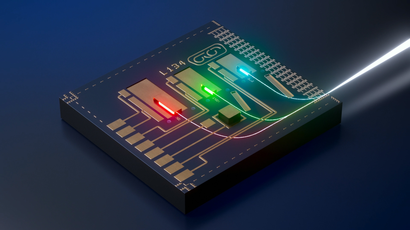 Brilliance laserchip render with bright white beam